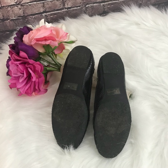 IMAN Black Snake Skin Flats with Tassels - Picture 2 of 2